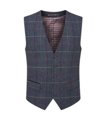 Skopes Hombre Doyle Mezcla Lana Cuadros Chaleco Azul Marino 34A 62 Regular - Imagen 1 de 4