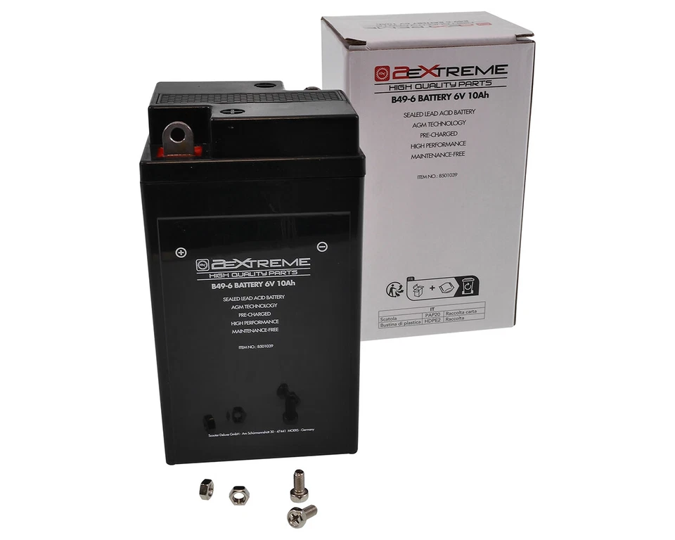 Battery B49-6 AGM 6V 10Ah Fits BMW R 25/3 R 50 /2 R50 S R 51 R 60 69 Vespa - Image 1 of 4