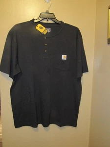 NWT MEN'S 2X-LARGE 2XL LOOSE FIT SS HEAVYWEIGHT CARHART HENLEY POCKET T-SHIRT - Picture 1 of 2
