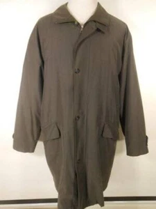 Warm Men's Large Long London Fog Olive Green Pillow Lined Zipper Trenchcoat - Picture 1 of 5