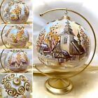 Large 15cm Christmas hand painted glass ornament bauble on the stand !!!