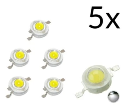 5x Chip led 1w bianco naturale 4000-4500 k, alta luminosità 250-300mA 3V 3.6V  - Immagine 1 di 2