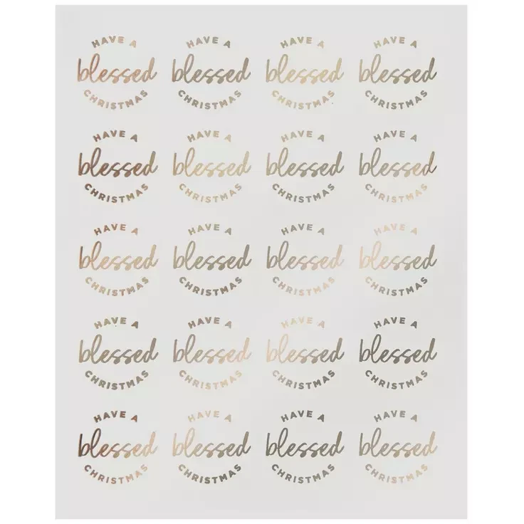 STICKABLITIES 3 sheets Have A Blessed Christmas Gold Foil Stickers Envelope Seals Crafts