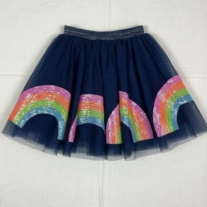 Lola und die Jungen marineblau Pailletten Regenbogen Tüllrock 6-7 - Bild 1 von 7
