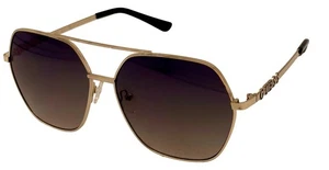Guess Sunglass Womens Gold Oversized Square Brown Gradient Lens GF0415. 32F - Picture 1 of 12