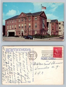 Wilkinsburg PA-Pennsylvania, Borough Building Biblioteca Escena Postal De Colección - Imagen 1 de 1