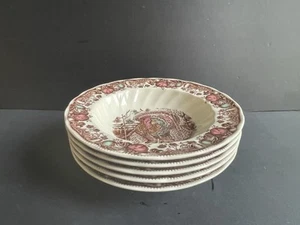 Juego de 5 platos de sopa Johnson Brothers England His Majesty Turkey 8 1/2” en muy buen estado - Imagen 1 de 5