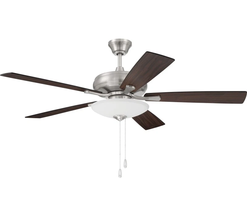 Ventilador de teto artesanal Eos Light Bowl 52" com luzes LED níquel polido escovado - Imagem 1 de 1