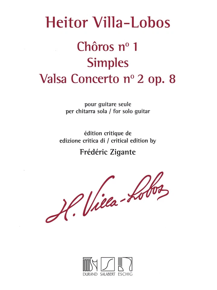 Heitor Villa-Lobos Choros No 1 Simples Valsa Concerto 2 Op 8 Guitar Sheet Music - Image 1 of 1