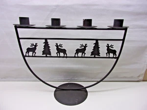 DDR  KERZENSTÄNDER  aus Metall , 32cm x 26 cm Hirsch Rentier Tanne - Bild 1 von 2