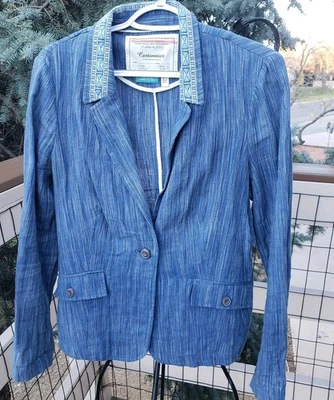 Blazer Anthropologie Cartonnier 8 Lino Costero Bordado Cambray Ligero Foto 1 de 4