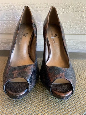 Worthington Womens Shoes Brown Paten Peep Toe Dress Pumps Heels US 6 M - Image 1 of 4