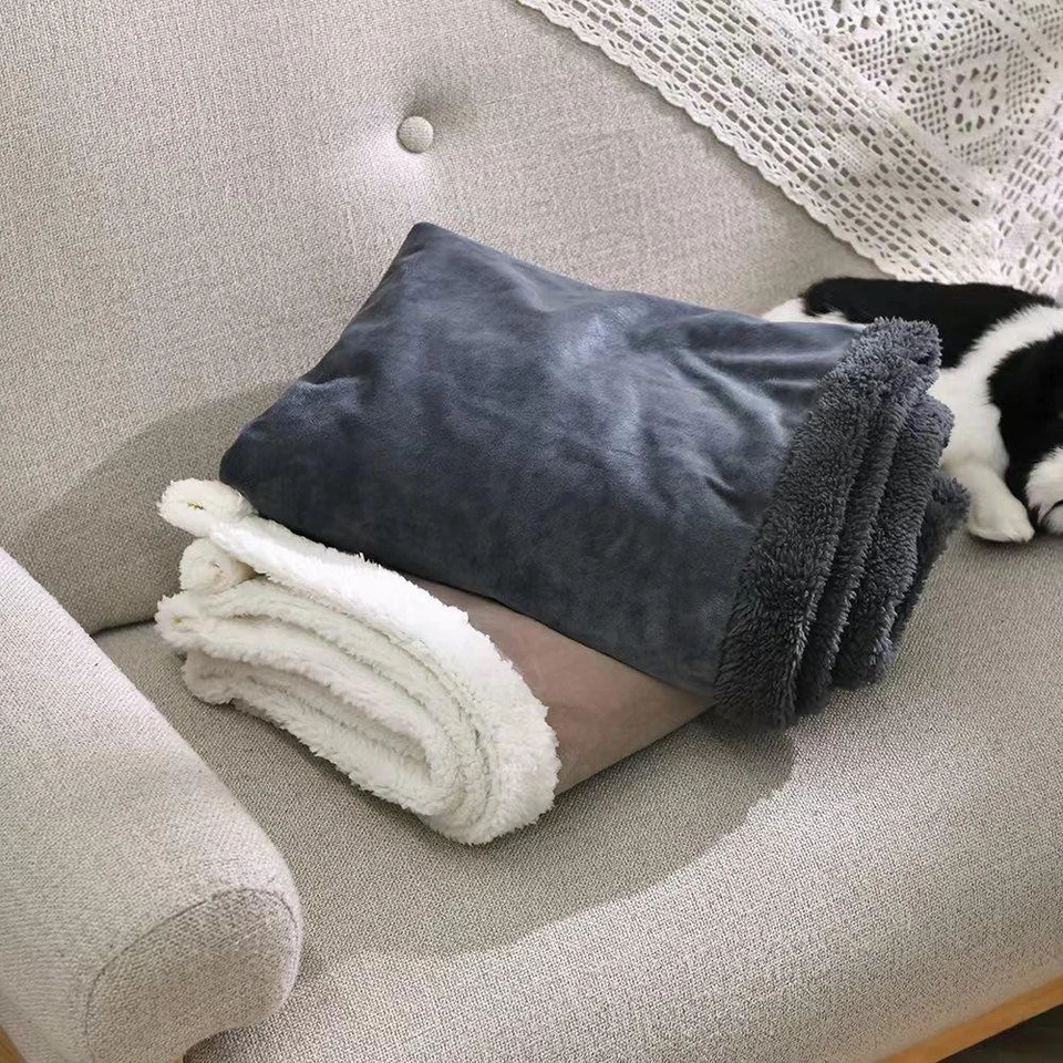 Waterproof Warm Soft Fleece Pet Blanket Large Cat Dog Kennel Bed Mat Pad Cushion - Image 1 of 4