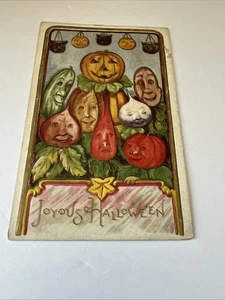 Vintage antike Halloween anthropomorphe Gemüse Postkarte Whitney unbenutzt - Bild 1 von 3
