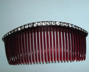 SCHÖNER VINTAGE ART DECO HAARKAMM WEISS STRASS SCHILDKRÖTE SCHIEBER - Bild 1 von 3