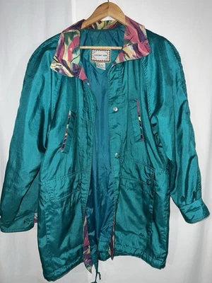 Chaqueta cortavientos retro vintage vista actual con capucha verde azulado talla pequeña Foto 1 de 4