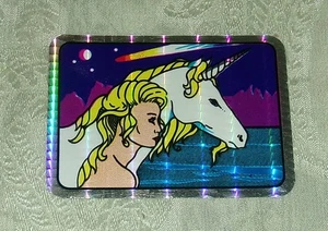 Vintage 80's Vending Prism Holographic Unicorn Lady Comet Mountains Sticker 1 - Picture 1 of 1