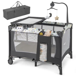3-in-1 Baby Bassinet Portable Pack and Play w/ Removable Changing Table Mattress - Picture 1 of 8