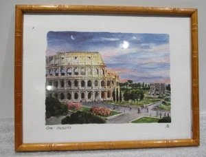 Roman Colosseum Framed Print, ROMA COLOSSEO Watercolor Print Vintage - Picture 1 of 9