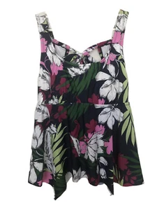 Kona Sol Women's Floral Multicolor Padded Plus Size 14W Tankini NWT - Picture 1 of 7