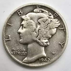 1942 P Mercury Dime ss/vz You Grade It! 90 % Silbermünze vz kostenloser Versand! - Bild 1 von 4
