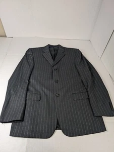 Burberry London Men's Wool Blazer Size 40R Grey Stripe Pattern EUC - Picture 1 of 12