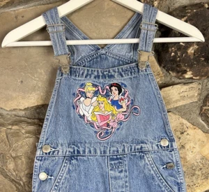 Vintage Princess Disney Catalog Overalls Denim Girls Small 90s Embroidered - Picture 1 of 10