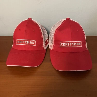 Lote de 2 bonés ajustáveis masculinos de malha caminhoneiro artesão ACE vermelho branco encaixe traseiro - Imagem 1 de 4