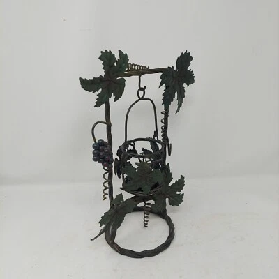 Candelabro colgante tejido de hierro forjado hiedra uvas vintage vino toscano  Foto 1 de 4