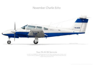 Piper PA-44 Seminole VH-NCE RVAC  - A3+ Profile Print - Imagen 1 de 4