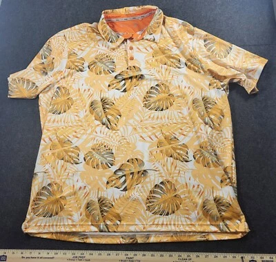 Walter Hagen 11 Majors 衬衫男式尺寸 XXL 夏威夷橙色花卉热带秘鲁  — 第 1/4 张图片