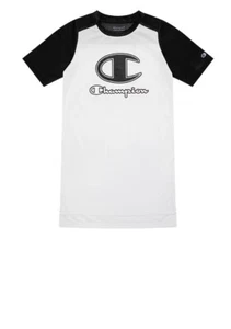 Champion Logo Big Girls Mesh Dress Breathable Soft Jersey Blk/white Mist Size L - Picture 1 of 2