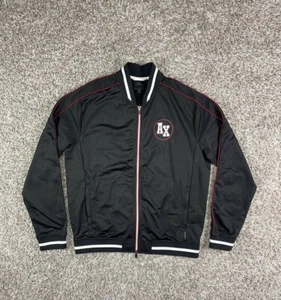 Armani Exchange Full Zip Black Track Jacket Red Stripped AX Logo Men's Size L - Picture 1 of 15