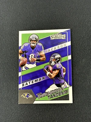 2022 Panini Contenders LAMAR JACKSON & RASHOD BATEMAN Touchdown Tandems #TDT-LJA - Image 1 of 2