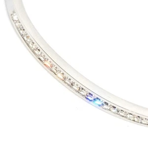 50) Bracciale Rigido Sottile Argentato con Brillantini - Elegante e Lucente - Foto 1 di 24