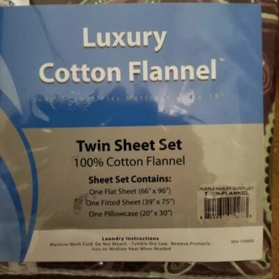 100% Cotton Flannel by Impressions by Luxor Treasures, Purple Paisley, Twin - Image 1 of 3