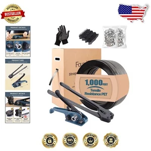 Kit de flejado de PET de alta resistencia - 1500 lb de resistencia con protectores de esquina y sellos - Imagen 1 de 8