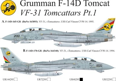 UpRise Decals UR48295 - DECAL Grumman F-14D Tomcat VF-31 Tomcattars Pt.1  1/48 - Image 1 of 4