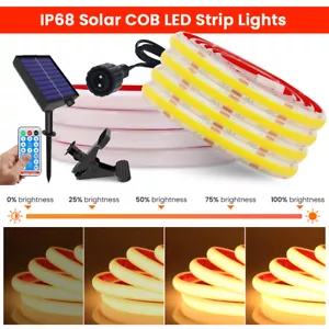 Striscia LED COB Striscia Catena Luminosa Solare Esterno IP68 Impermeabile Fascia Luminosa 12V - Foto 1 di 27