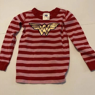 Pijama Hanna Andersson Mujer Maravilla Top Rosa y Rojo Rayas Niñas Talla 110 4-5 Foto 1 de 3