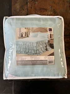 NWT Lush Decor Allison Ruffle Skirt Bedspread Set Queen Aqua 3 Piece Set - Picture 1 of 7