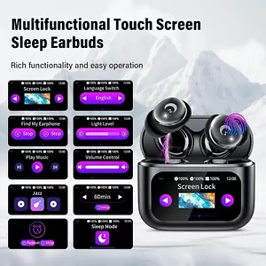 Sleep Earbuds Bluetooth 5.4 in Ear Smart Touch Screen Ear Buds,48H Playtime Mini - Picture 1 of 8
