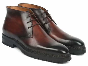 Paul Parkman Men's Norwegian Welted Chukka Boots Brown Burnished (ID#8504-BRW) - Picture 1 of 6