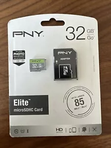 PNY 32GB Elite microSDHC Card Up To 85MB/s P-SDU32U185EL-GE - Picture 1 of 2