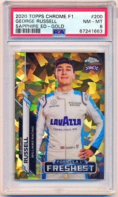 2020 Topps Chrome Sapphire F1 George Russell Gold Rc #200 (21/50) PSA 8 - POP 11 - Image 1 of 2