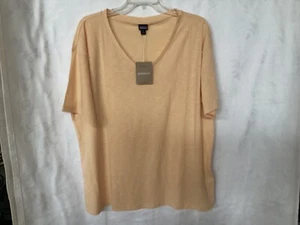 Patagonia Women XL SANDY MELON Organic Cotton Blend V-Neck Short Sleeve-NWT - Picture 1 of 5