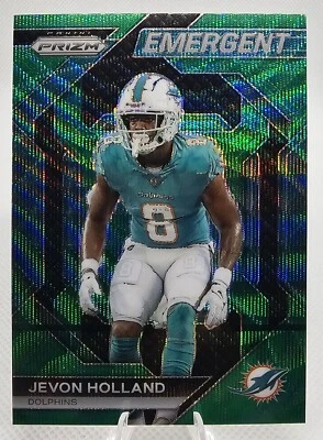 2023 Jevon Holland Panini Prizm Emergent Green Wave Parallel #H-12 Dolphins - Image 1 of 2