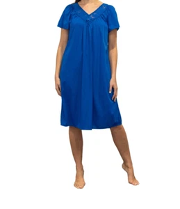 Shadowline twilight V-Neck short Nightgown size 2X Style 36150 Navy Blue - Picture 1 of 1