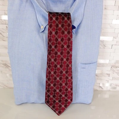 Corbata a Cuadros STEFANO VALENTINO Para Hombre Vino Tinto Blanco Clásica Moderna Foto 1 de 4