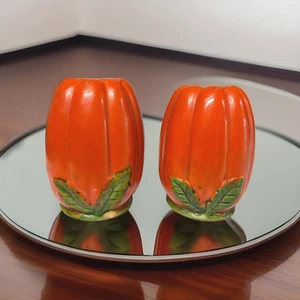 Kürbis Rot Orange Salz Pfefferstreuer Set Japan Vintage Korken Stecker Herbst Deko - Bild 1 von 16